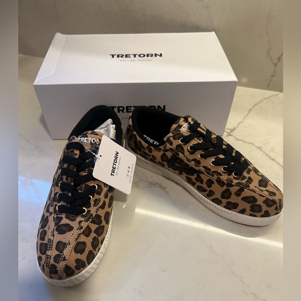 🆕 Tretorn Nylite Plus Leopard Animal Print Sneakers Athleisure Maximalist Chic